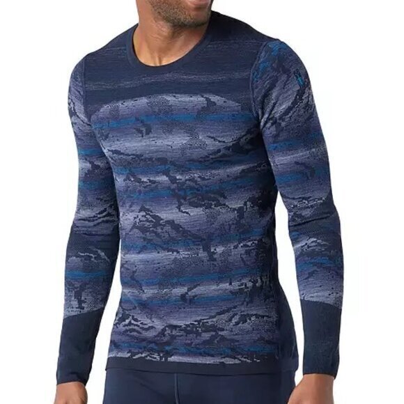 Smartwool Men's Intraknit Merino 200 Pattern Crew Baselayer‎ Top - Size L Large - Picture 1 of 6
